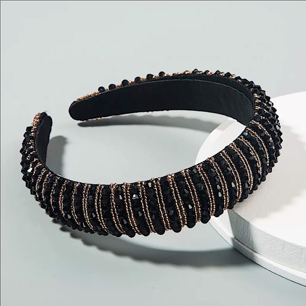 Black/Gold Rhinestone Headband